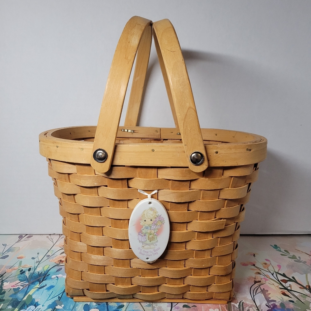 Precious Moments Wicker Woven Basket With Handles